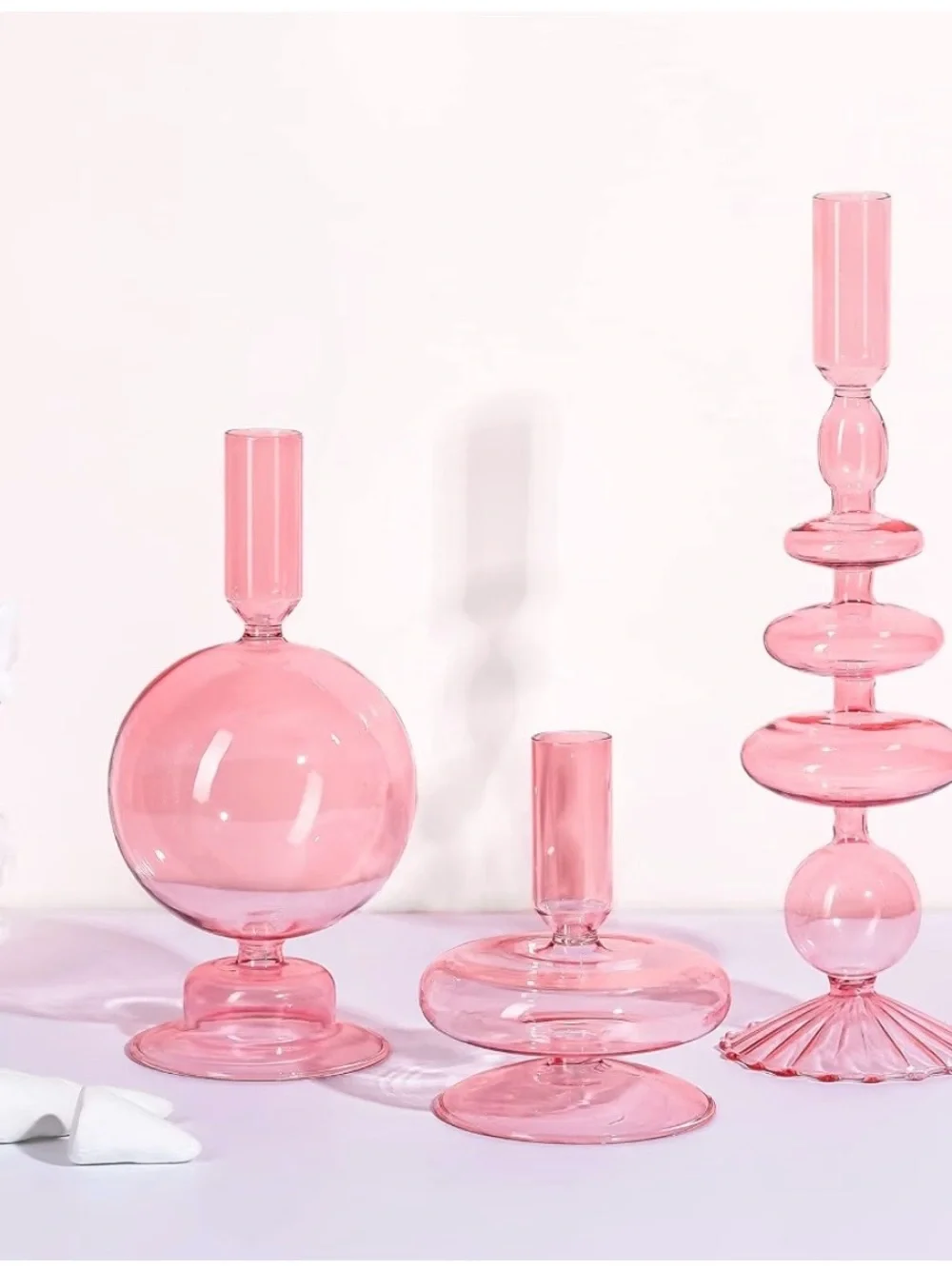 Wavy Taper Glass Candle Holders 3-Piece Set